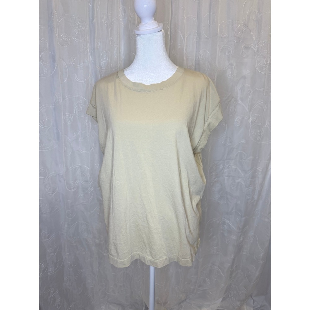 A New Day Tan Supima Cotton Muscle Tee Sleeveless Crew Neck Boxy Top Large